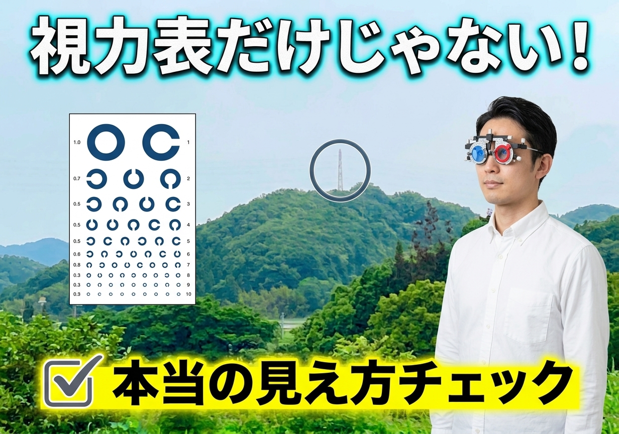 視力測定では『実際に遠いもの』を見ていただくことも大事です♪